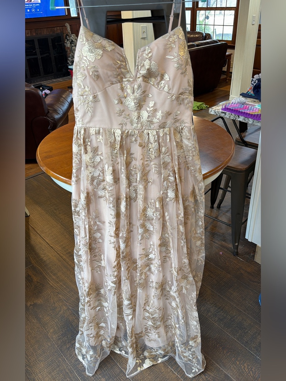 NWT jump apparel rose gold floral formal dress